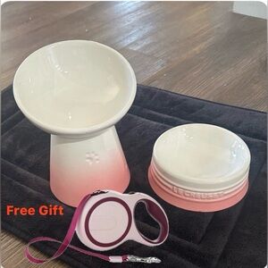 Le Creuset Gradient Pink and Cream Pet Bowl Duo